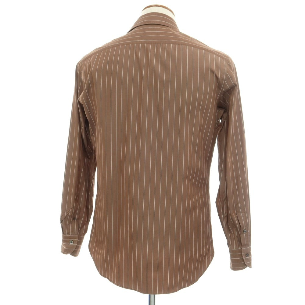 [Used] BORRIELLO Broad Cotton Striped Shirt Brown x White [M] [Condition Rank C] [Men&