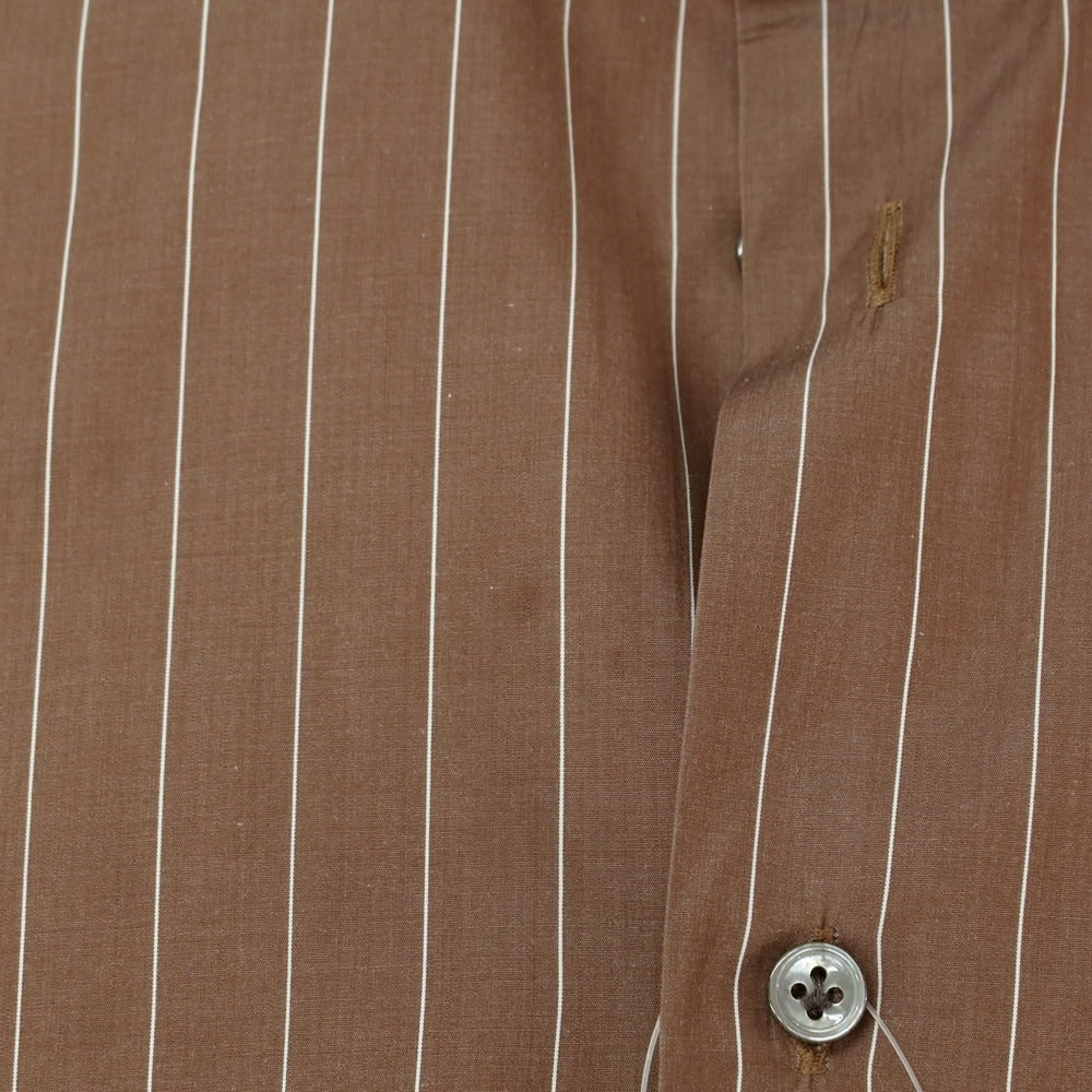 [Used] BORRIELLO Broad Cotton Striped Shirt Brown x White [M] [Condition Rank C] [Men&