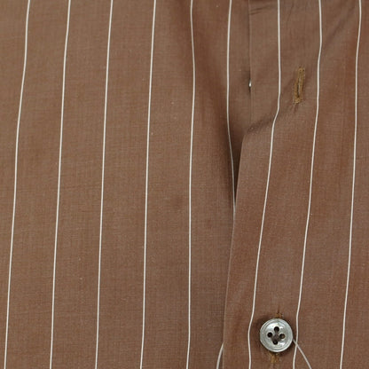 [Used] BORRIELLO Broad Cotton Striped Shirt Brown x White [M] [Condition Rank C] [Men&