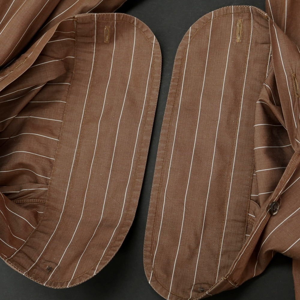 [Used] BORRIELLO Broad Cotton Striped Shirt Brown x White [M] [Condition Rank C] [Men&