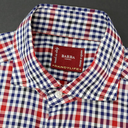 [Used] BARBA DANDY LIFE Cotton Check Shirt Navy x Red [39] [Condition Rank B] [Men&