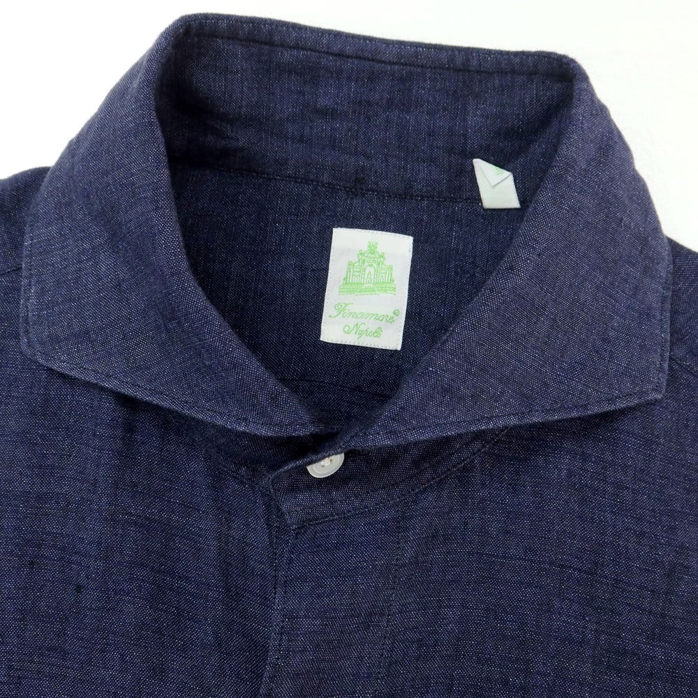 [Used] Finamore Linen Horizontal Collar Shirt Navy [42] [Condition Rank B] [Men&