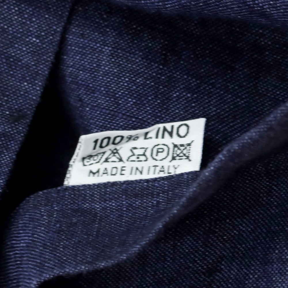 [Used] Finamore Linen Horizontal Collar Shirt Navy [42] [Condition Rank B] [Men&