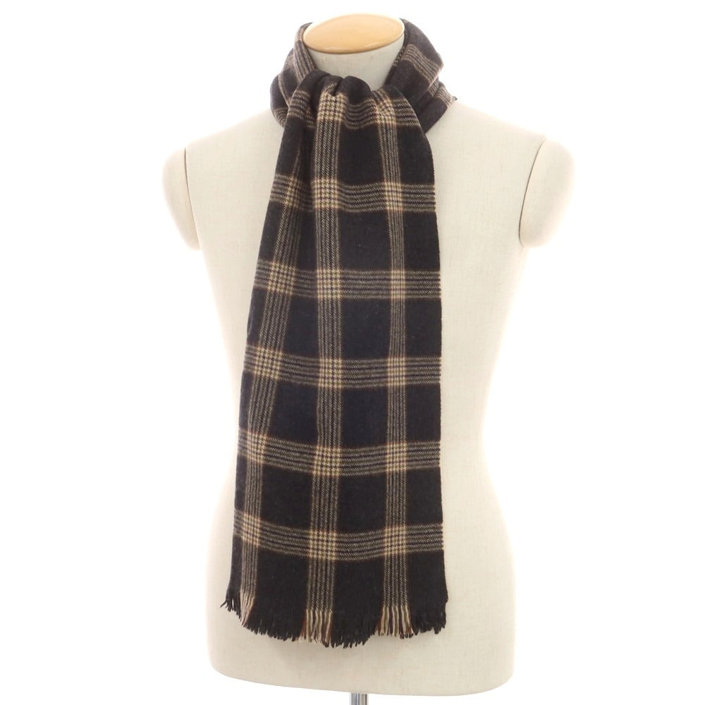 【中古】ジョシュアエリス Joshua Ellis ウール チェック マフラー ブラック系xベージュ【 状態ランクA 】【 メンズ 】