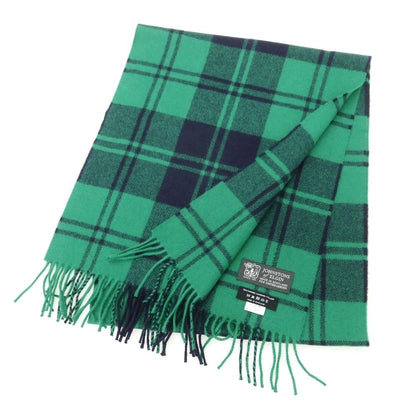 【中古】ジョンストンズ JOHNSTONS カシミヤ チェック マフラー グリーンxネイビー【 状態ランクA 】【 メンズ 】