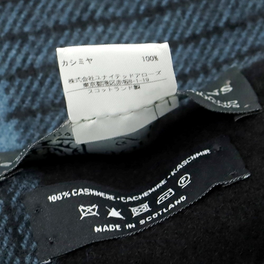 【中古】ジョンストンズ JOHNSTONS カシミヤ チェック マフラー ブラックxライトブルー【 状態ランクA 】【 メンズ 】