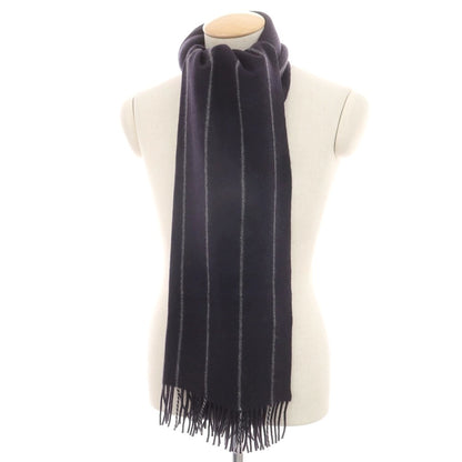 【中古】ジョンストンズ JOHNSTONS カシミヤ ストライプ マフラー ネイビーxグレー【 状態ランクA 】【 メンズ 】