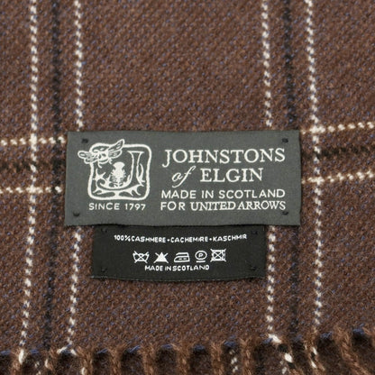 【中古】ジョンストンズ JOHNSTONS カシミヤ チェック マフラー ブラウンxホワイト【 状態ランクA 】【 メンズ 】