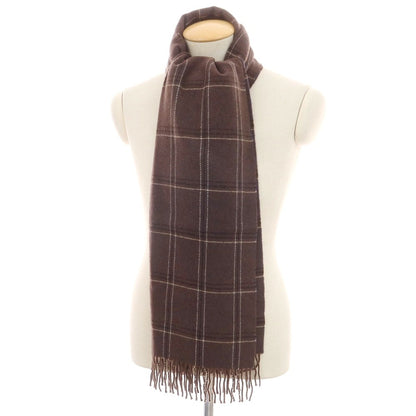 【中古】ジョンストンズ JOHNSTONS カシミヤ チェック マフラー ブラウンxホワイト【 状態ランクA 】【 メンズ 】
