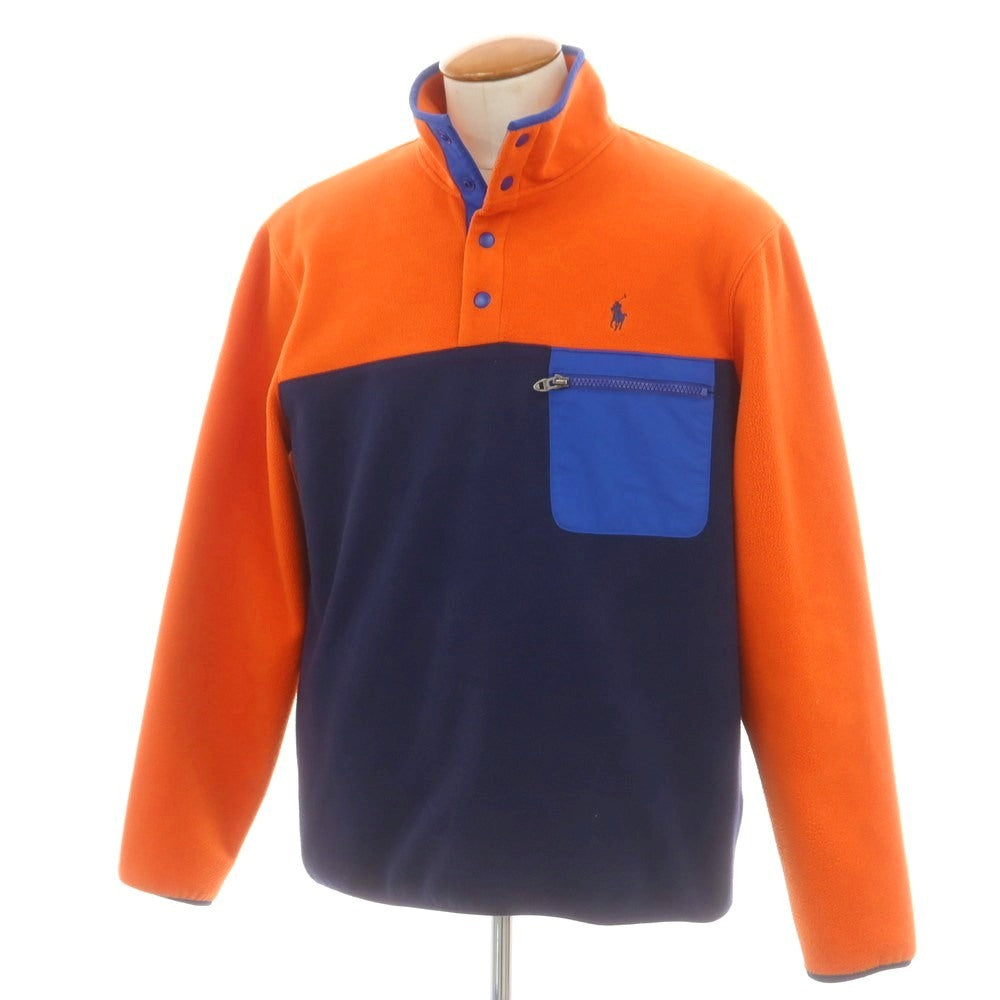 【中古】ポロ ラルフローレン Polo Ralph Lauren ポリエステル プルオーバー フリースジャケット オレンジxネイビー【 M 】【 状態ランクB 】【 メンズ 】
