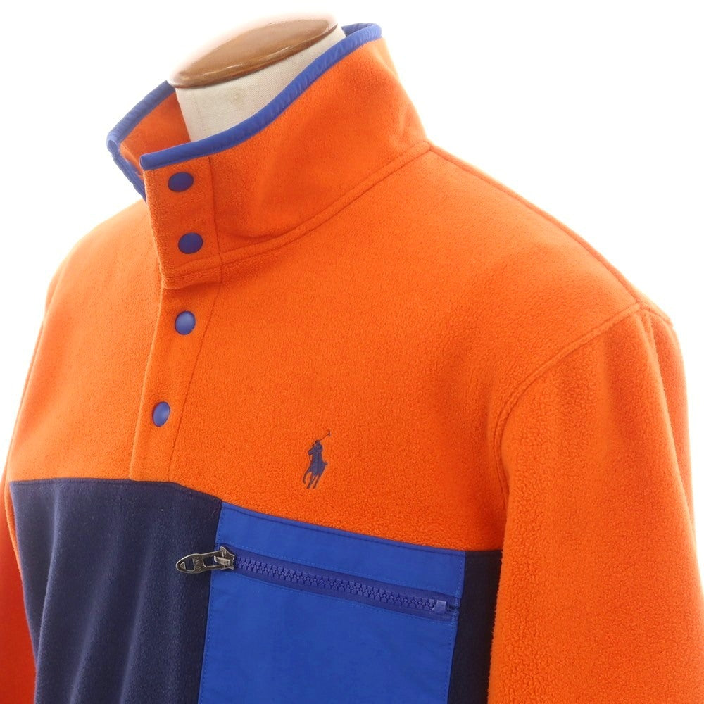 【中古】ポロ ラルフローレン Polo Ralph Lauren ポリエステル プルオーバー フリースジャケット オレンジxネイビー【 M 】【 状態ランクB 】【 メンズ 】