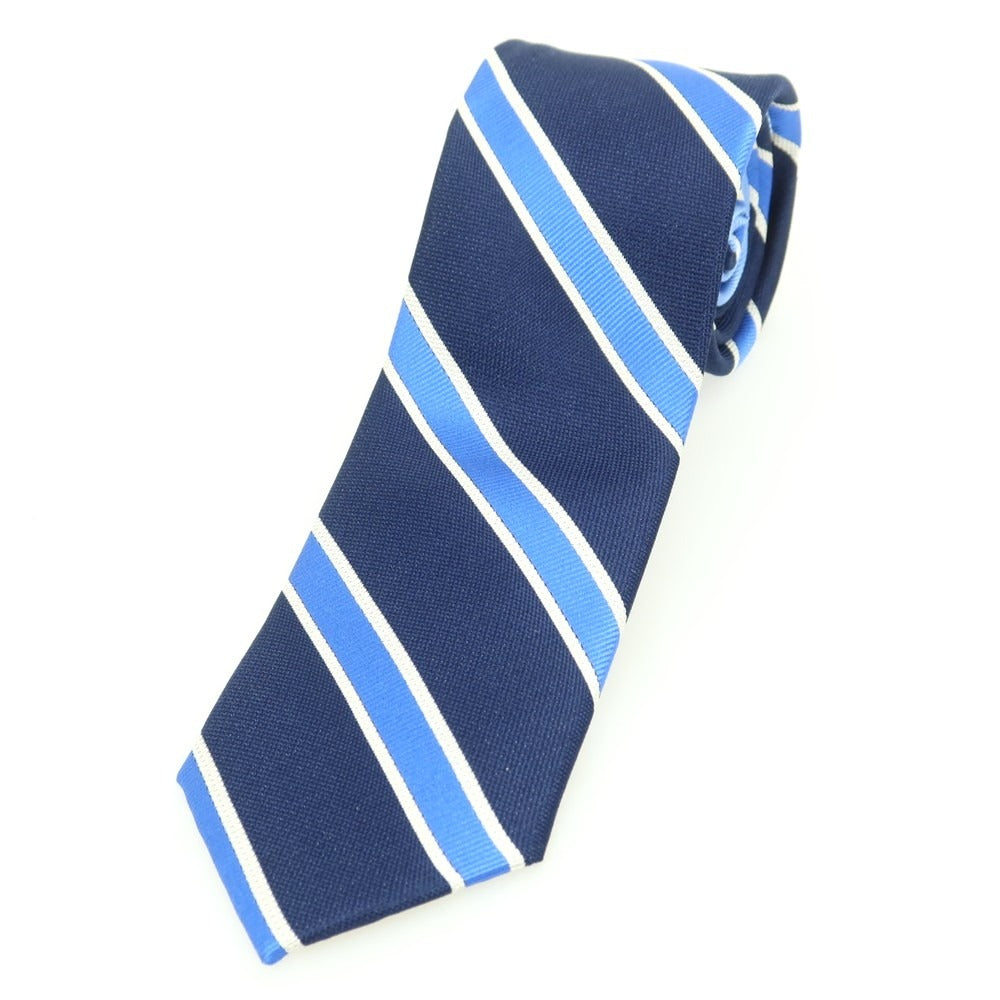 【中古】トミーヒルフィガー TOMMY HILFIGER シルク ストライプ柄ネクタイ ネイビーxライトブルー【 状態ランクB 】【 メンズ 】