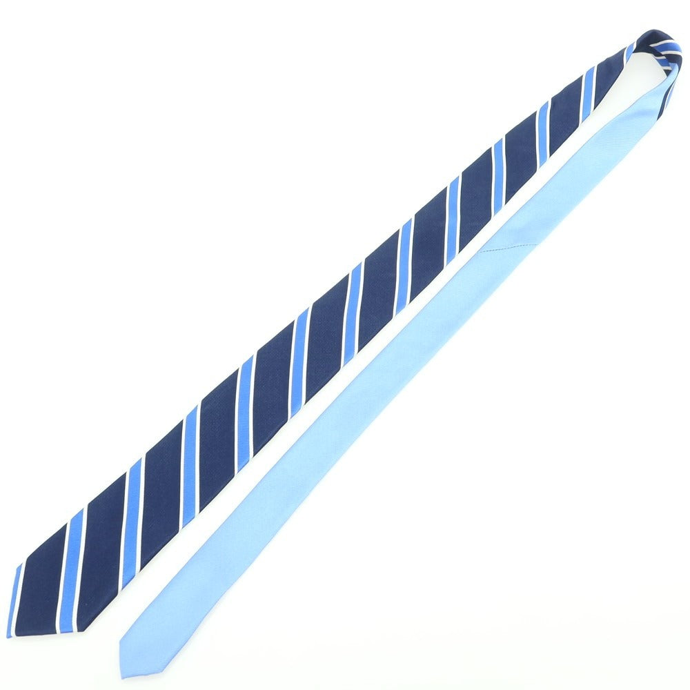 【中古】トミーヒルフィガー TOMMY HILFIGER シルク ストライプ柄ネクタイ ネイビーxライトブルー【 状態ランクB 】【 メンズ 】