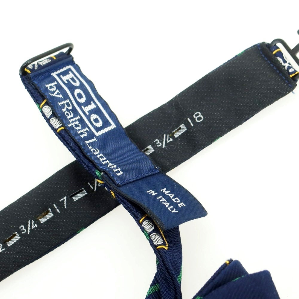 【中古】ポロ ラルフローレン Polo Ralph Lauren シルク クレスト ボウタイ 蝶ネクタイ ネイビーxグリーン【 状態ランクC 】【 メンズ 】