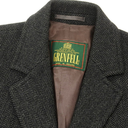 【中古】グレンフェル GRENFELL ウール ヘリンボーン織り チェスターフィールドコート グレーxブラック【 40 】【 状態ランクD 】【 メンズ 】