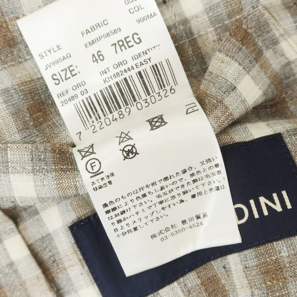[Used] LARDINI wool cotton linen check tailored jacket gray x brown [46] [Condition rank B] [Men&