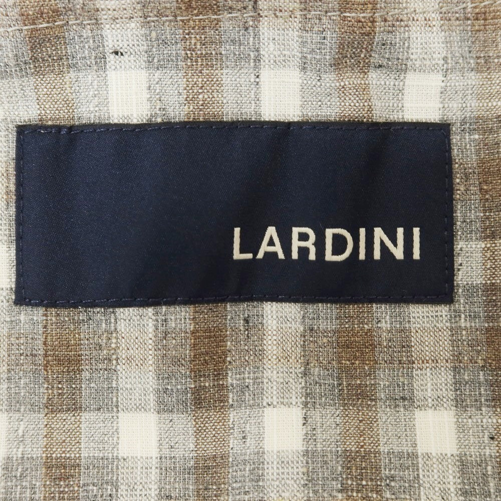 [Used] LARDINI wool cotton linen check tailored jacket gray x brown [46] [Condition rank B] [Men&