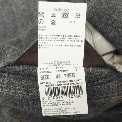 【中古】ラルディーニ LARDINI ウールコットンリネン チェック テーラードジャケット グレーxベージュ【 48 】【 状態ランクB 】【 メンズ 】