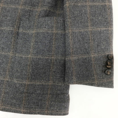 【中古】ラルディーニ LARDINI ウールコットンリネン チェック テーラードジャケット グレーxベージュ【 48 】【 状態ランクB 】【 メンズ 】