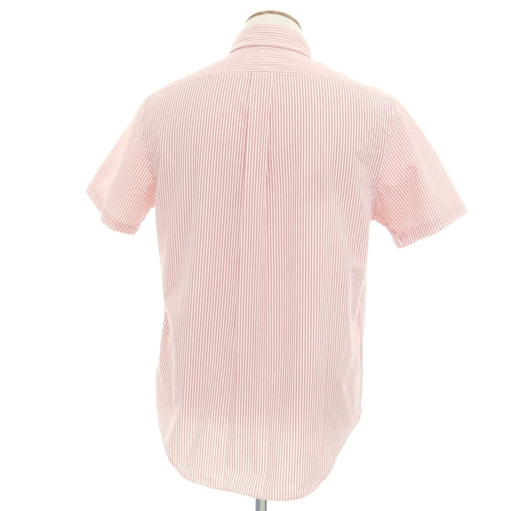 [Used] Ralph Lauren Nylon Polyester Striped Short Sleeve BD Shirt Dark Pink x White [M] [Condition Rank B] [Men&