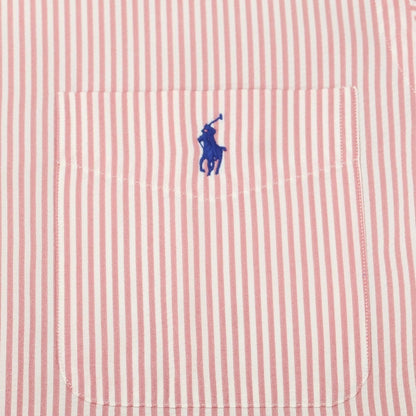 [Used] Ralph Lauren Nylon Polyester Striped Short Sleeve BD Shirt Dark Pink x White [M] [Condition Rank B] [Men&