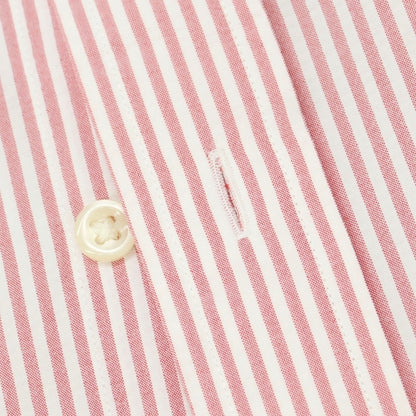 [Used] Ralph Lauren Nylon Polyester Striped Short Sleeve BD Shirt Dark Pink x White [M] [Condition Rank B] [Men&