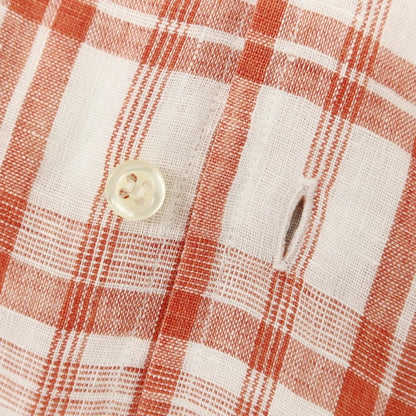 [Used] GUY ROVER SHIPS special order linen check button-down short-sleeve shirt white x orange red [M] [Condition rank C] [Men&