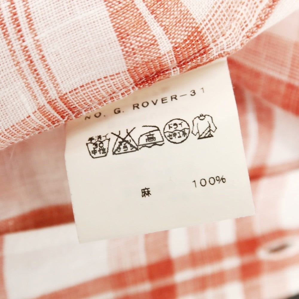 [Used] GUY ROVER SHIPS special order linen check button-down short-sleeve shirt white x orange red [M] [Condition rank C] [Men&