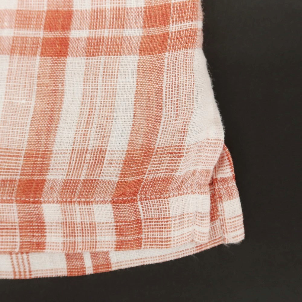 [Used] GUY ROVER SHIPS special order linen check button-down short-sleeve shirt white x orange red [M] [Condition rank C] [Men&