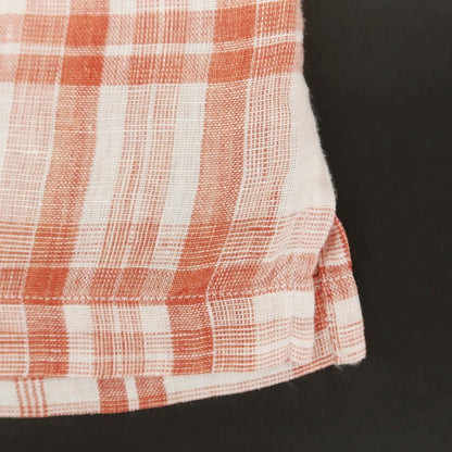 [Used] GUY ROVER SHIPS special order linen check button-down short-sleeve shirt white x orange red [M] [Condition rank C] [Men&