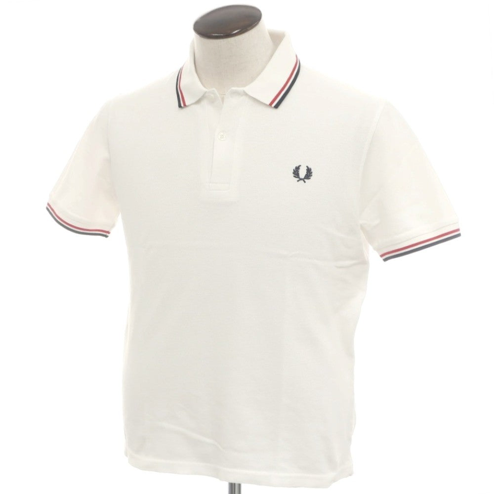 【中古】フレッドペリー FRED PERRY コットン 鹿の子 半袖ポロシャツ ホワイト【 40 】【 状態ランクB 】【 メンズ 】