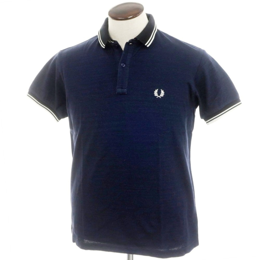 【中古】フレッドペリー FRED PERRY コットン 鹿の子 半袖ポロシャツ ネイビー【 L 】【 状態ランクC 】【 メンズ 】