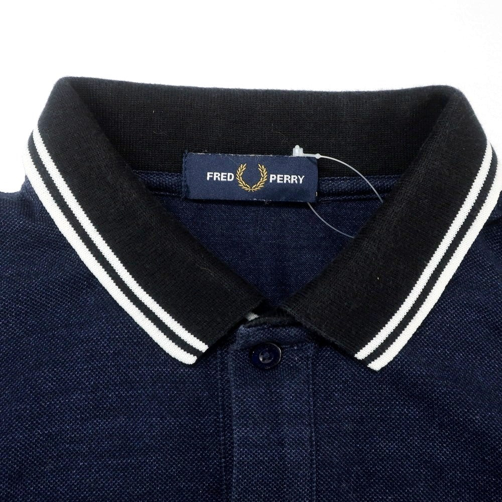 【中古】フレッドペリー FRED PERRY コットン 鹿の子 半袖ポロシャツ ネイビー【 L 】【 状態ランクC 】【 メンズ 】