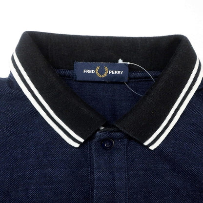 【中古】フレッドペリー FRED PERRY コットン 鹿の子 半袖ポロシャツ ネイビー【 L 】【 状態ランクC 】【 メンズ 】