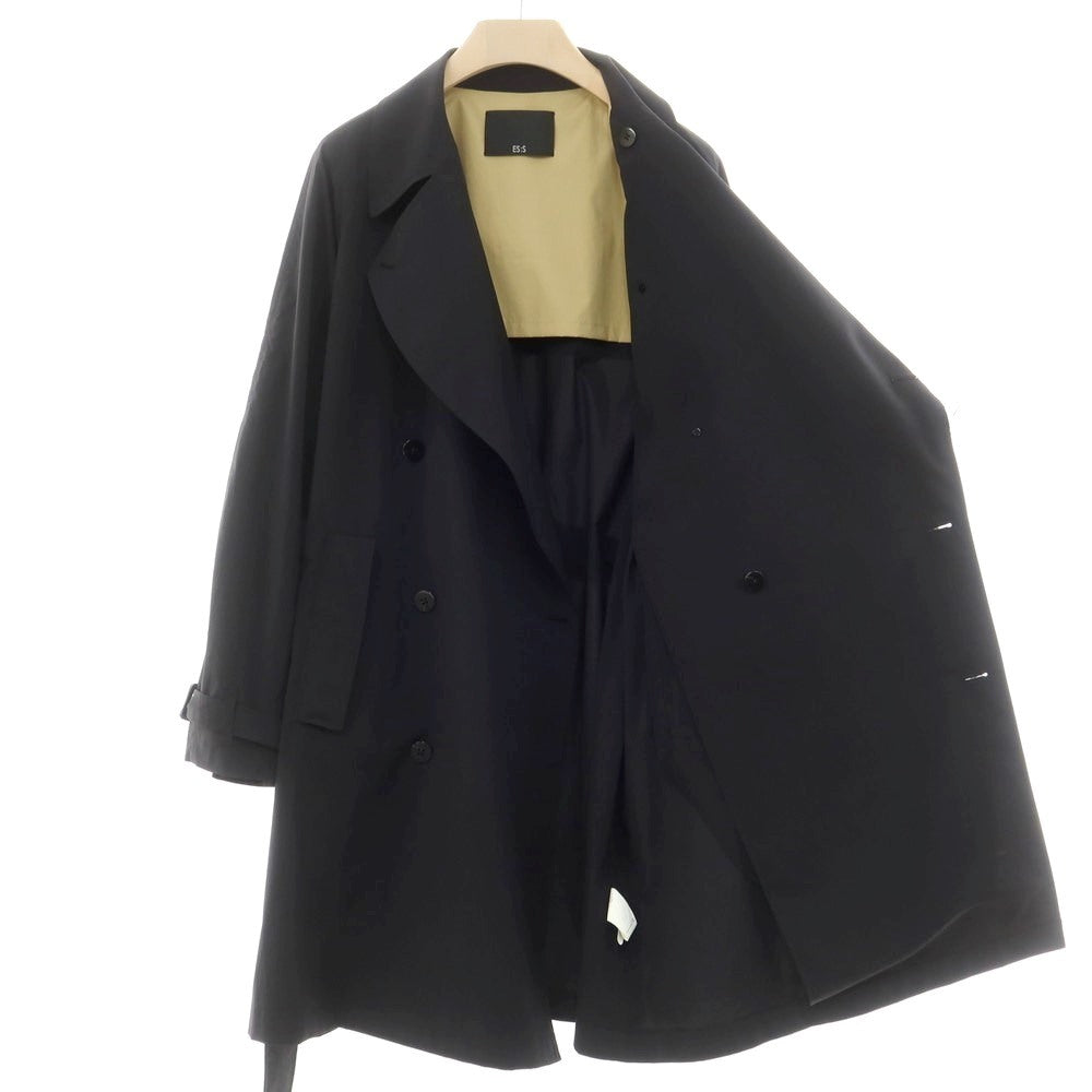 【中古】エス S ポリエステル トレンチコート ブラック【 1 】【 状態ランクC 】【 メンズ 】