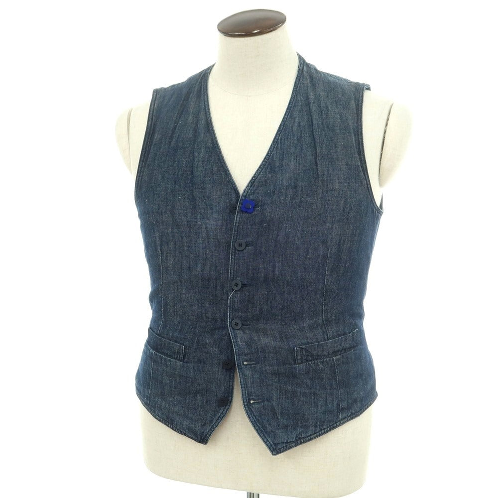 【中古】ラルディーニ LARDINI コットンリネン ジレ ベスト ネイビー【 48 】【 状態ランクC 】【 メンズ 】