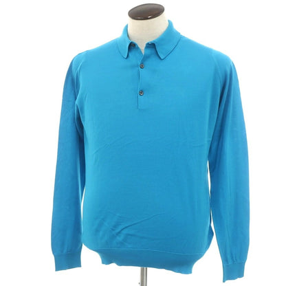 【中古】ジョンスメドレー JOHN SMEDLEY ハイゲージ コットン 長袖 ポロニット ライトブルー【 L 】【 状態ランクB 】【 メンズ 】