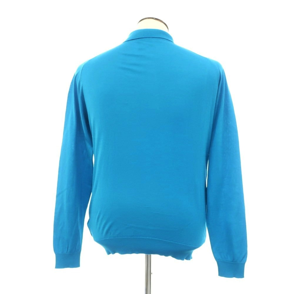 【中古】ジョンスメドレー JOHN SMEDLEY ハイゲージ コットン 長袖 ポロニット ライトブルー【 L 】【 状態ランクB 】【 メンズ 】