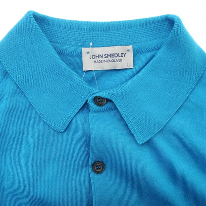 【中古】ジョンスメドレー JOHN SMEDLEY ハイゲージ コットン 長袖 ポロニット ライトブルー【 L 】【 状態ランクB 】【 メンズ 】