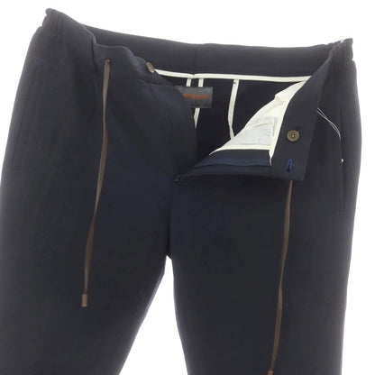 【中古】ベルナルド ジュスティ BERNARDO GIUSTI レーヨンナイロン ジャージー イージースラックスパンツ ネイビー【 50 】【 状態ランクD 】【 メンズ 】