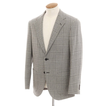 [Used] SOVEREIGN wool linen check tailored jacket, black x white [46] [Condition Rank A] [Men&