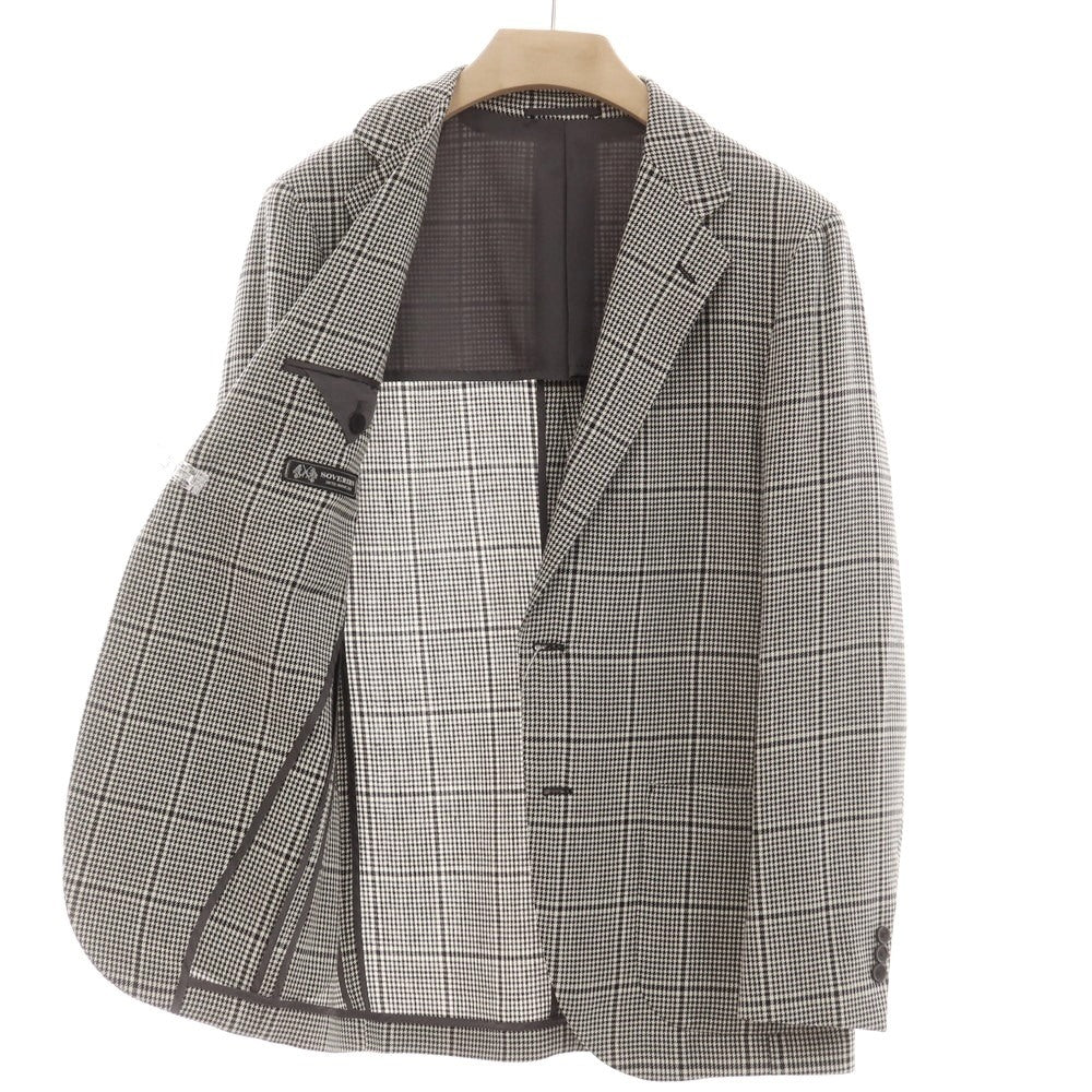 [Used] SOVEREIGN wool linen check tailored jacket, black x white [46] [Condition Rank A] [Men&
