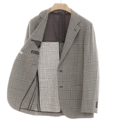 [Used] SOVEREIGN wool linen check tailored jacket, black x white [46] [Condition Rank A] [Men&