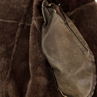 【中古】ジモス GMS-75 GIMO’S ムートン コート ブラウン【 表記なし（XS） 】【 状態ランクD 】【 メンズ 】