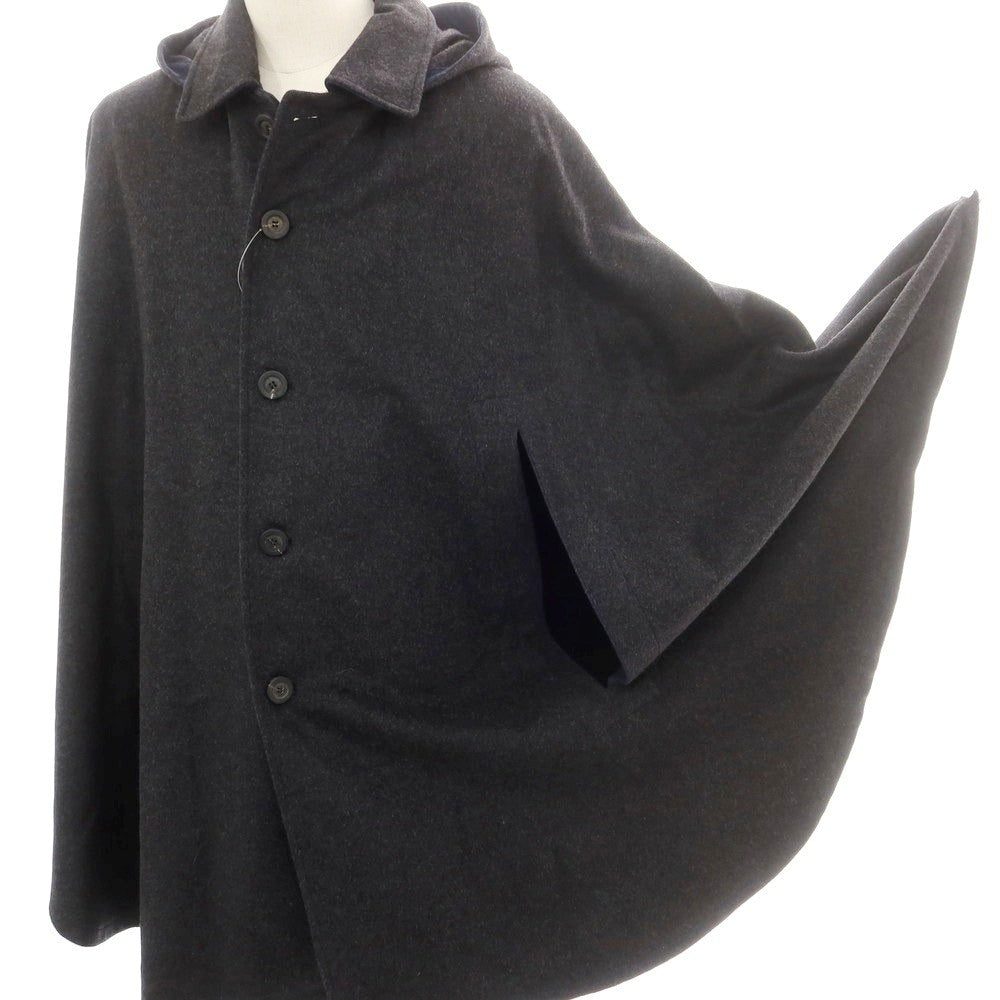 【中古】シュナイダー SCHNEIDERS LOTHAR ウールカシミヤ マント ポンチョ グレイッシュネイビー系【 48 】【 状態ランクA 】【 メンズ 】