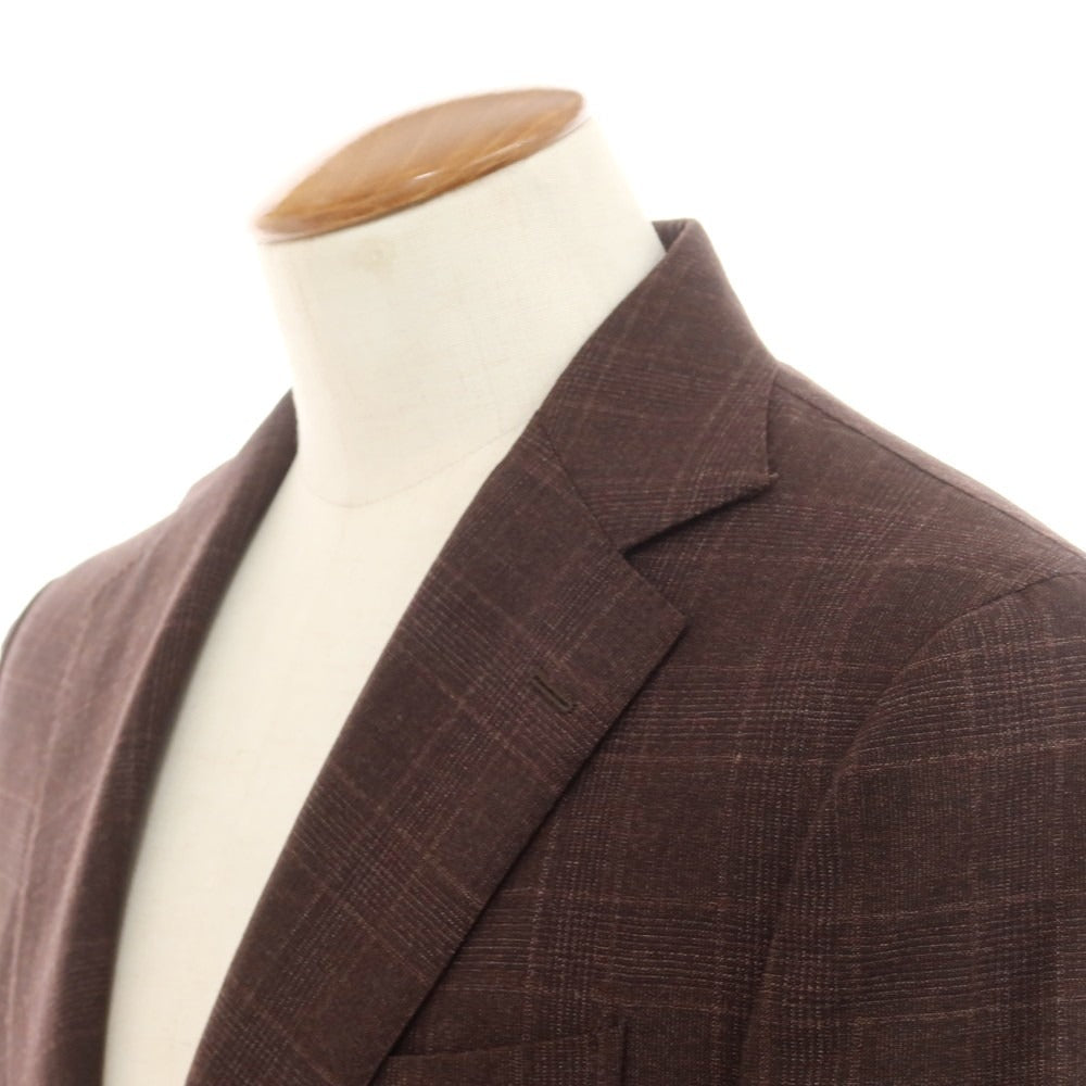 【中古】デペトリロ DE PETRILLO ウール チェック 3つボタンスーツ ブラウン【 46 】【 状態ランクA 】【 メンズ 】