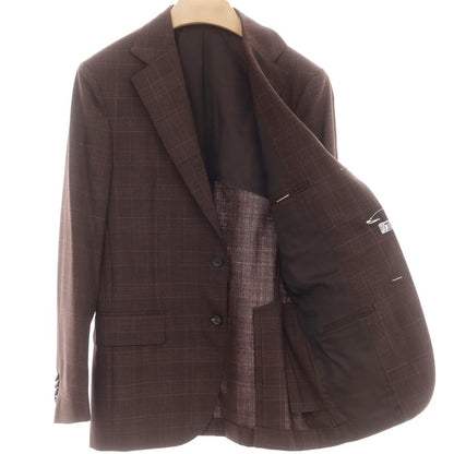【中古】デペトリロ DE PETRILLO ウール チェック 3つボタンスーツ ブラウン【 46 】【 状態ランクA 】【 メンズ 】