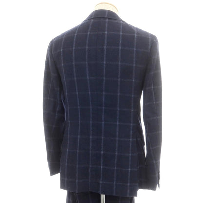 【中古】デペトリロ DE PETRILLO ウール チェック 3つボタンスーツ ネイビー【 44 】【 状態ランクA 】【 メンズ 】