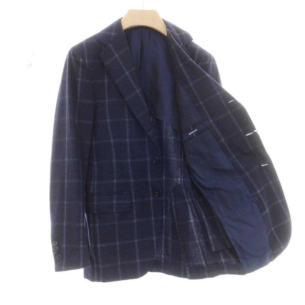 【中古】デペトリロ DE PETRILLO ウール チェック 3つボタンスーツ ネイビー【 44 】【 状態ランクA 】【 メンズ 】