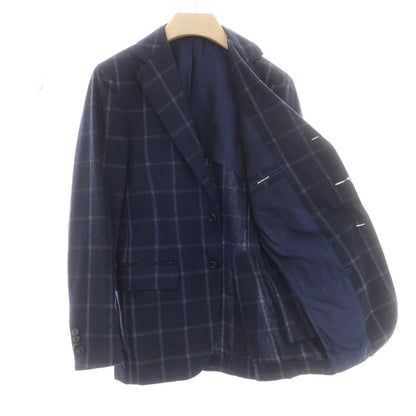 【中古】デペトリロ DE PETRILLO ウール チェック 3つボタンスーツ ネイビー【 44 】【 状態ランクA 】【 メンズ 】